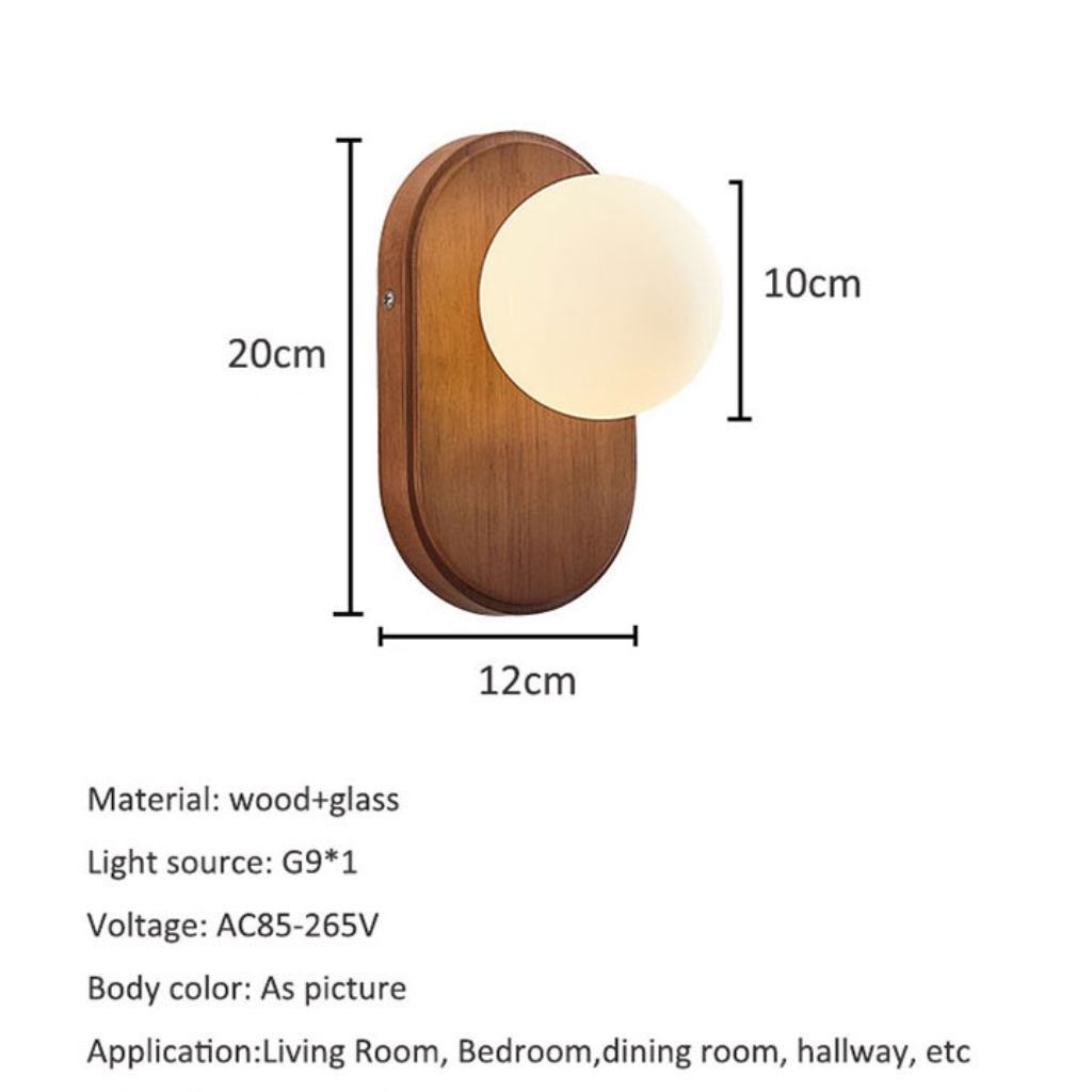 The Kiyora Japanese Styled Wood Glass Wall Light