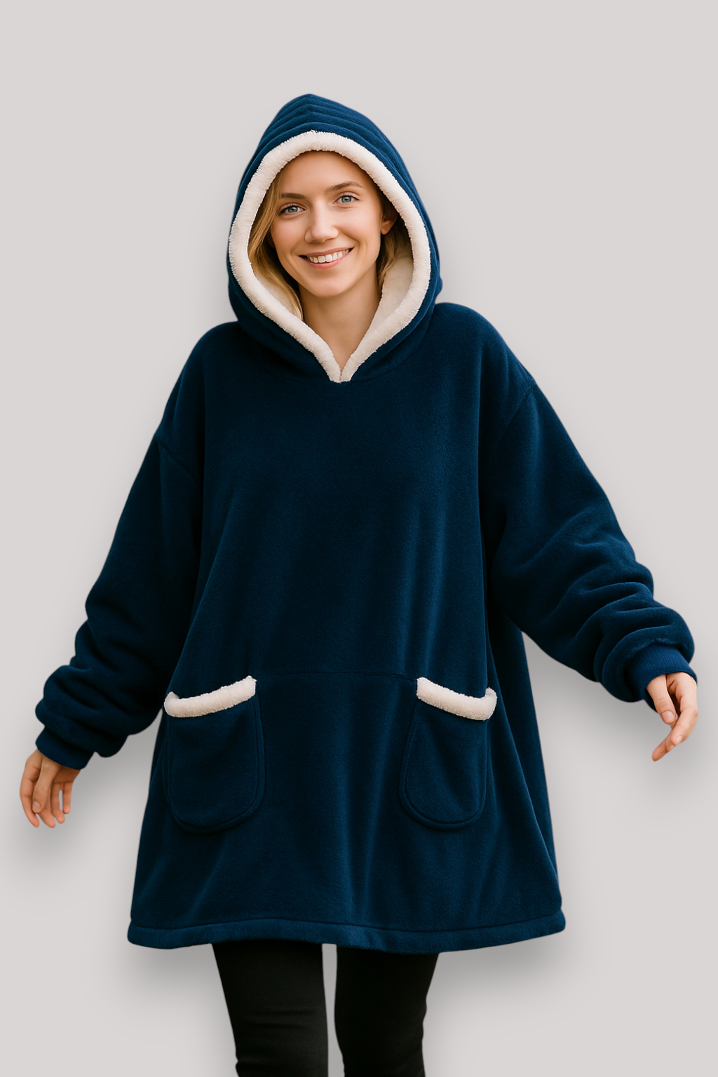 The Larkspur Oversized Hoodie Dress Fleece Check Pattern Jumper