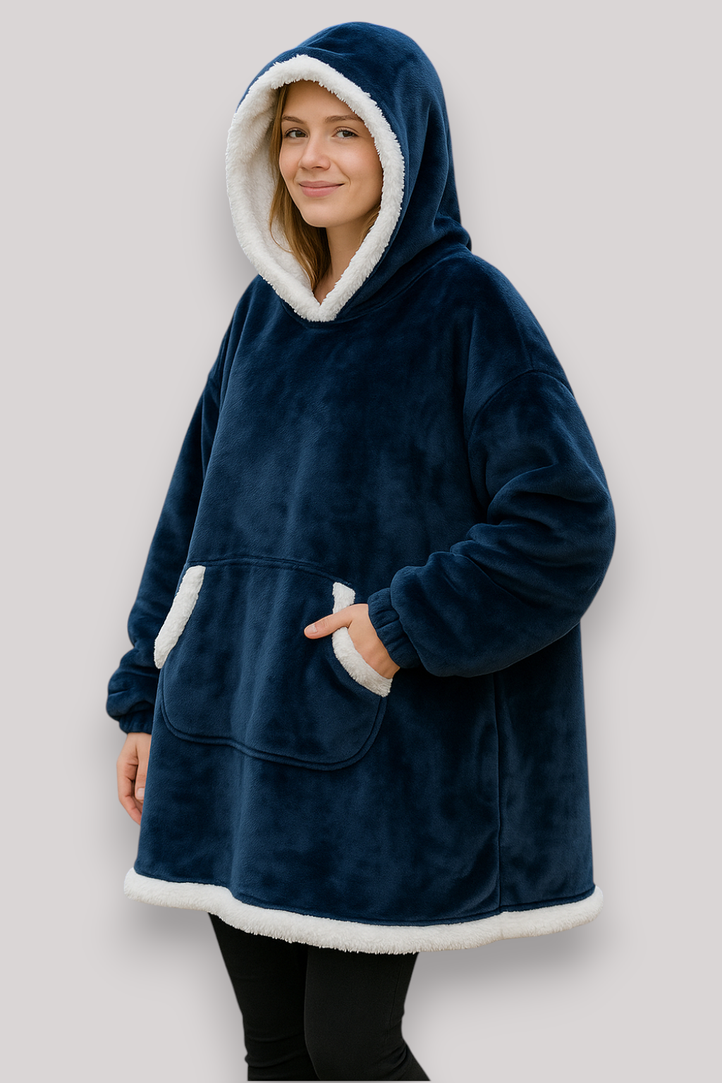 The Larkspur Oversized Hoodie Dress Fleece Check Pattern Jumper