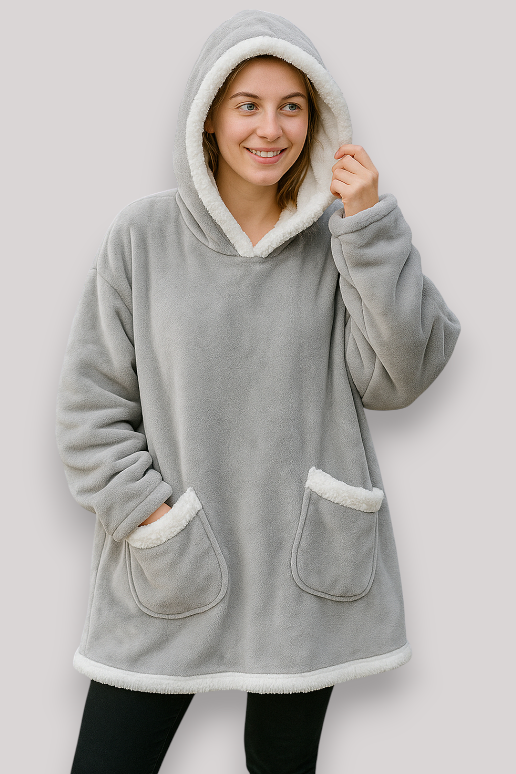 The Larkspur Oversized Hoodie Dress Fleece Check Pattern Jumper