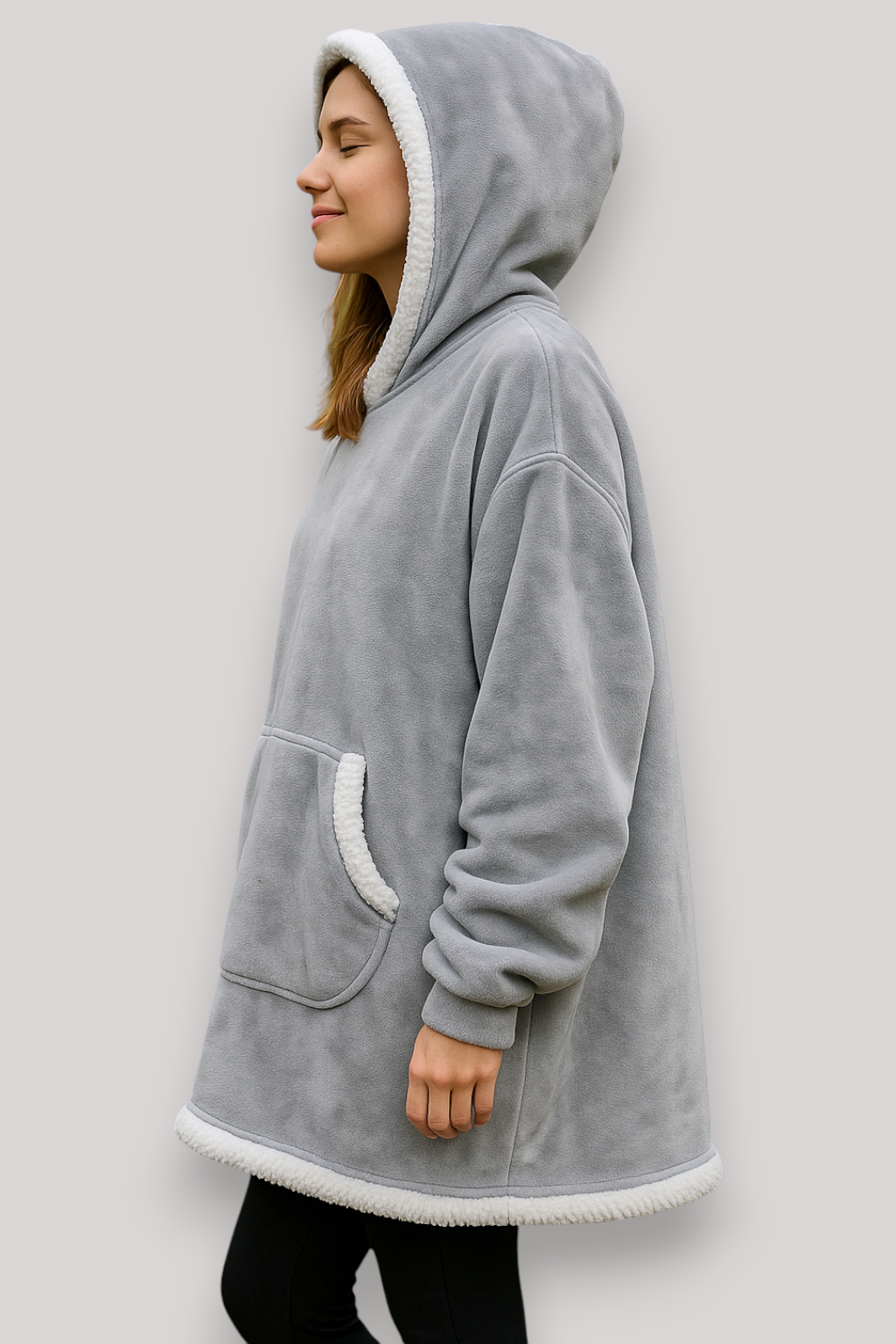 The Larkspur Oversized Hoodie Dress Fleece Check Pattern Jumper