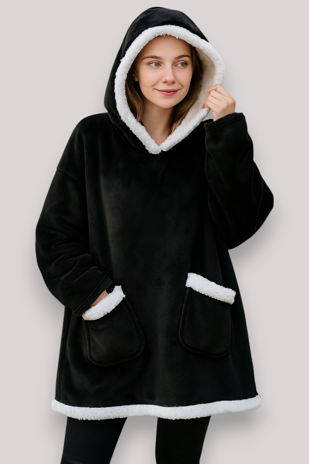 The Larkspur Oversized Hoodie Dress Fleece Check Pattern Jumper