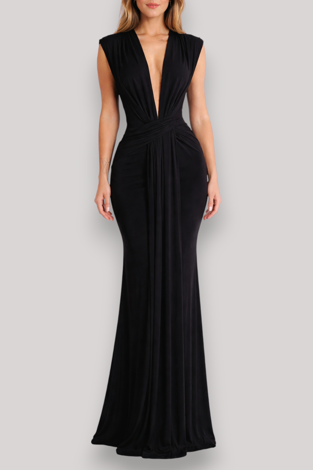 The Lauren Ruched Maxi Evening Dress