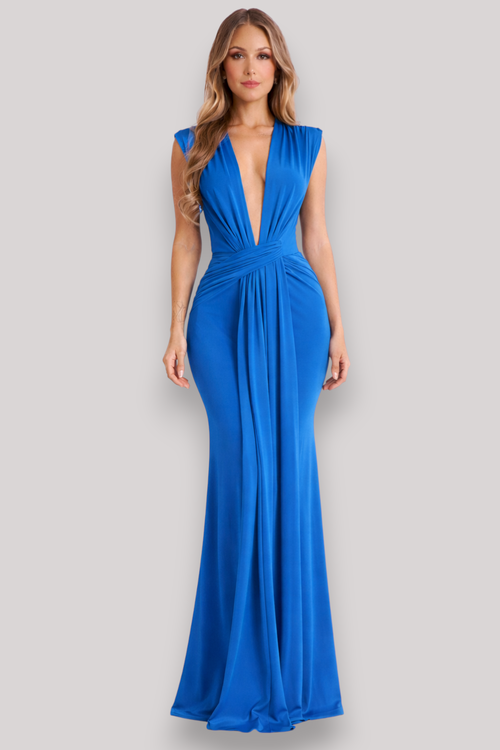 The Lauren Ruched Maxi Evening Dress