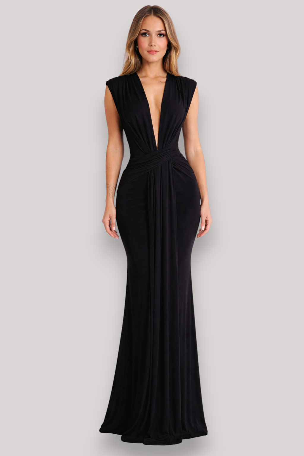 The Lauren Ruched Maxi Evening Dress