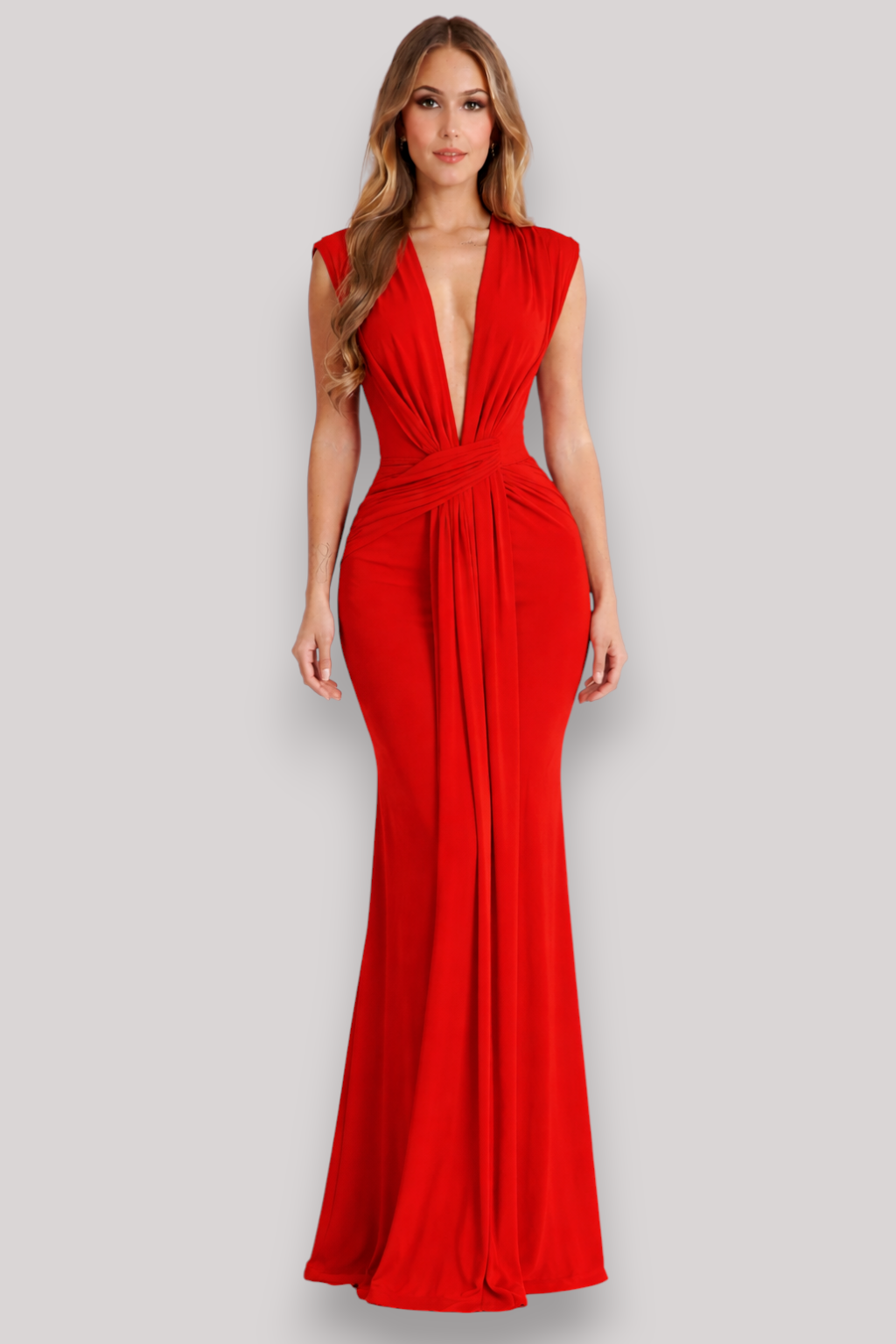 The Lauren Ruched Maxi Evening Dress