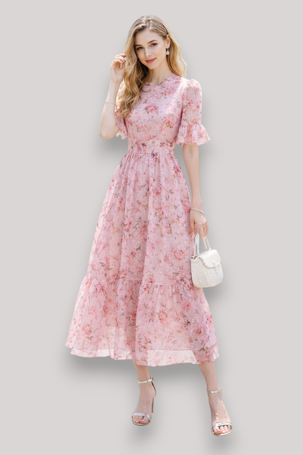 The Lenora High Waist Floral Print Maxi Dress