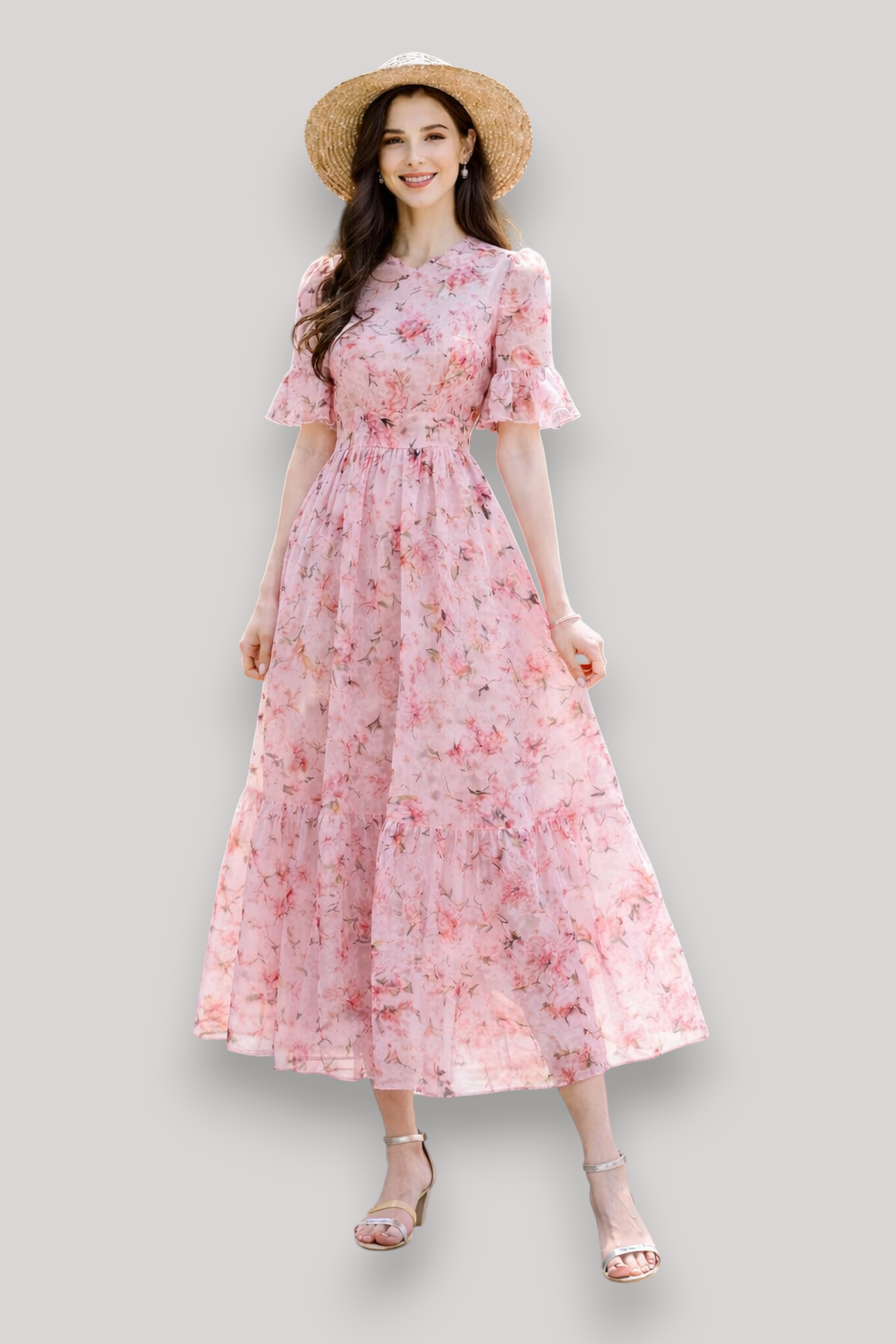 The Lenora High Waist Floral Print Maxi Dress