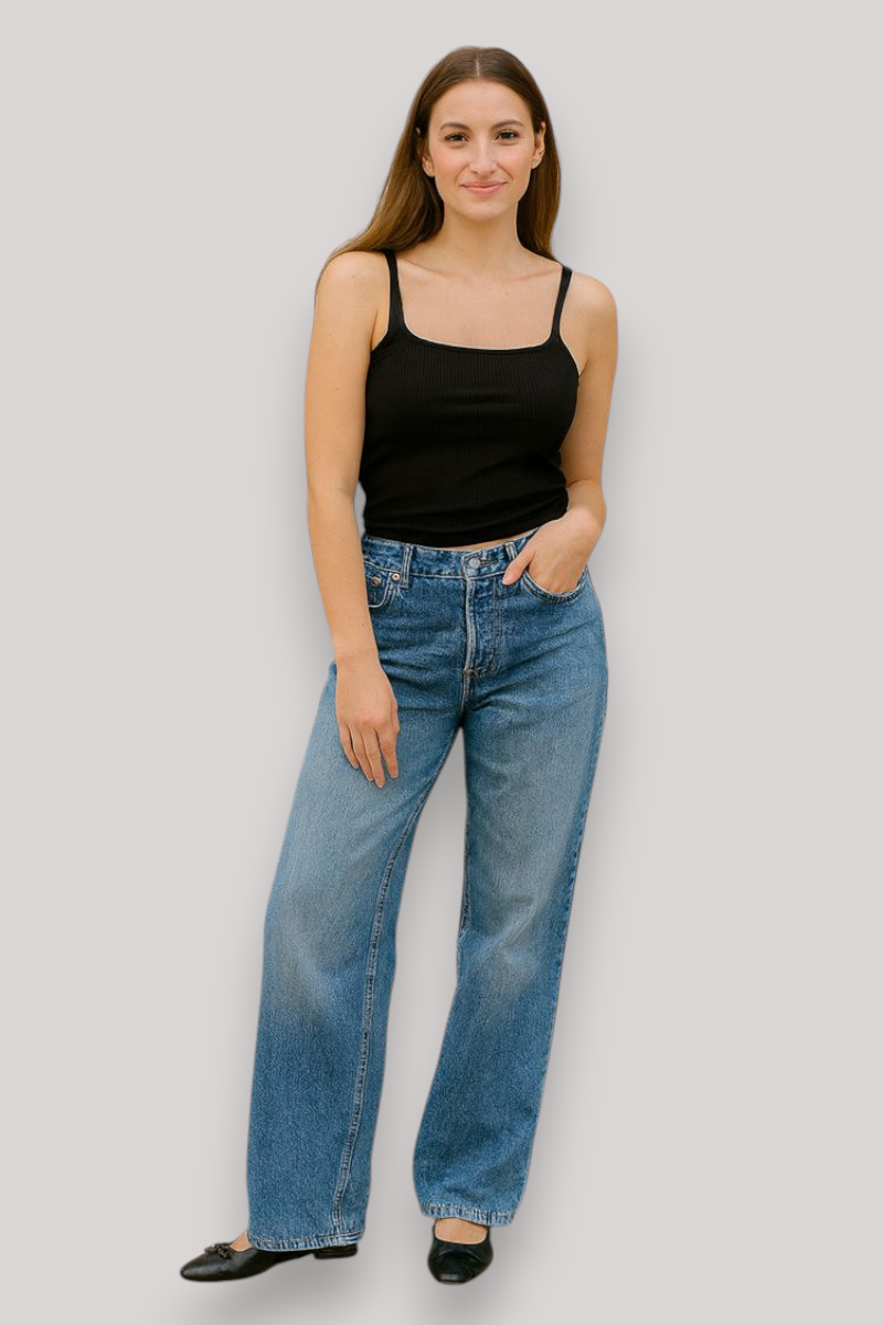 The Lia Low Waist Wide Leg Jeans Straight Denim Casual Wear