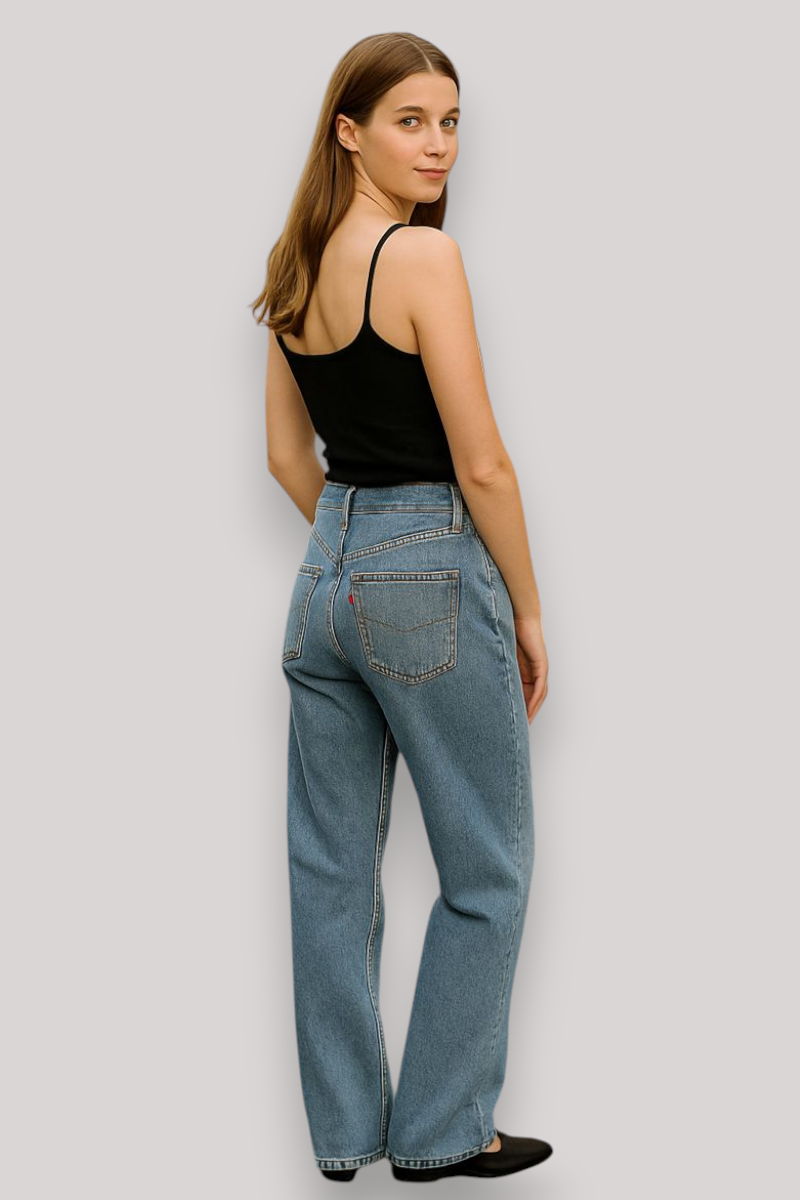 The Lia Low Waist Wide Leg Jeans Straight Denim Casual Wear
