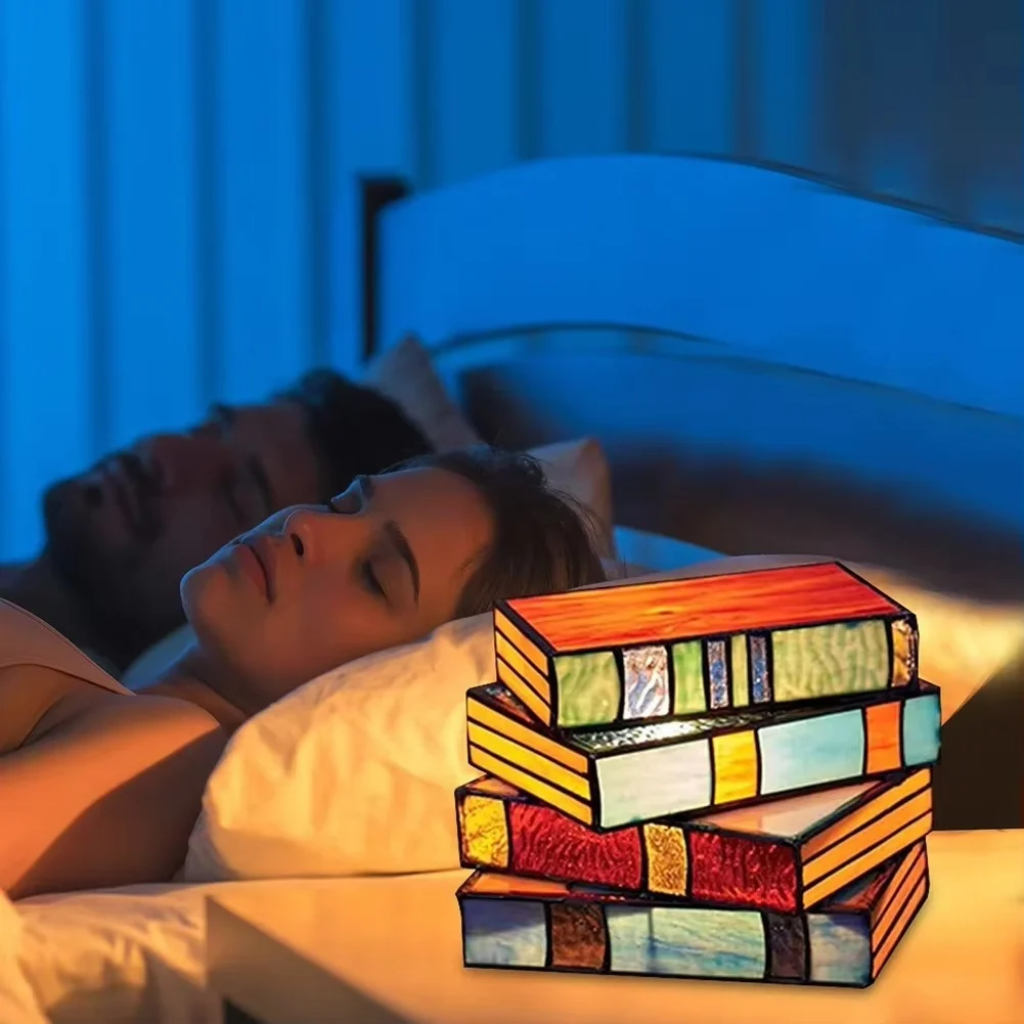 The Libravelle Stacked Books Stained Glass Table Lamp