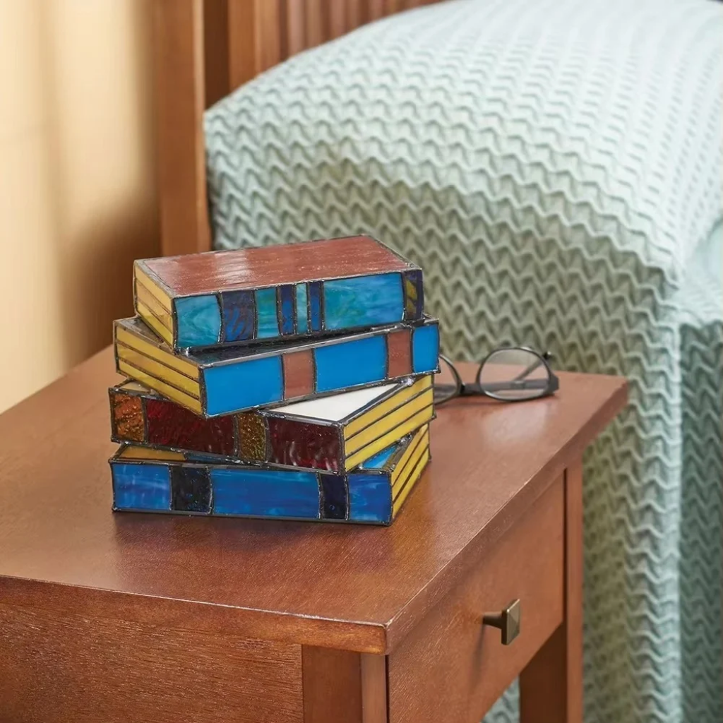 The Libravelle Stacked Books Stained Glass Table Lamp