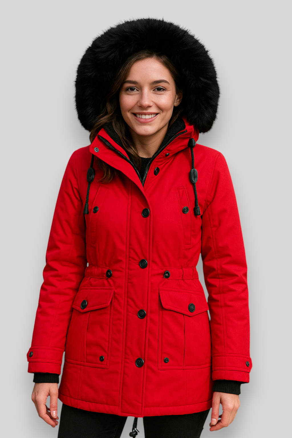 The Linton Thick Hooded Windproof Parka Jacket Single Breasted Winter Coat