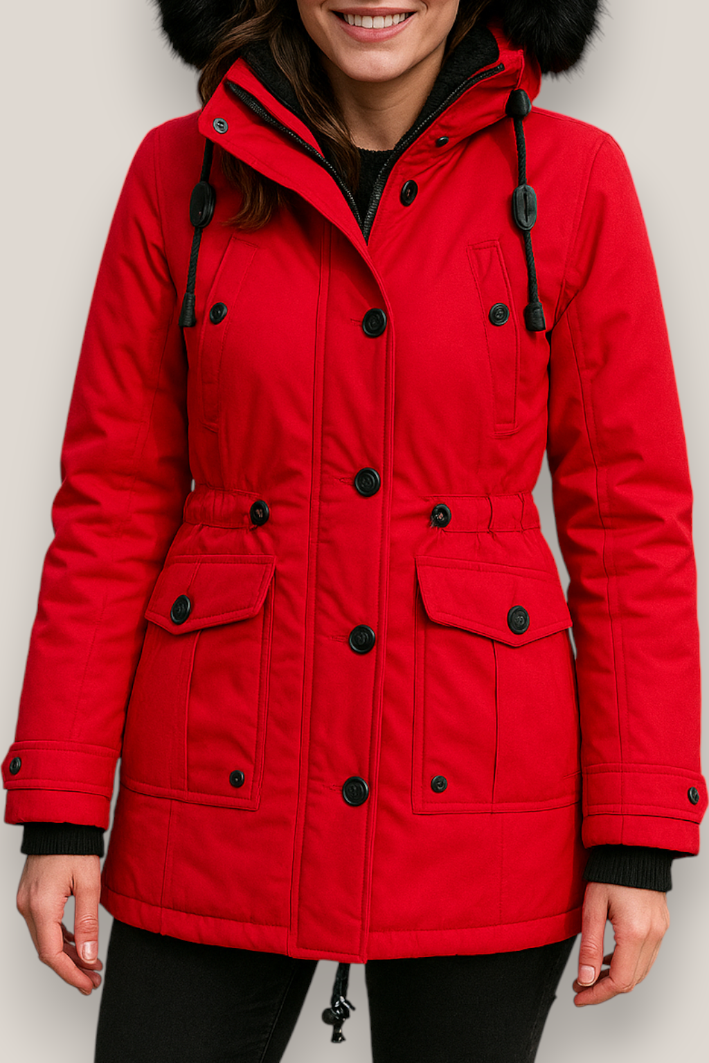 The Linton Thick Hooded Windproof Parka Jacket Single Breasted Winter Coat