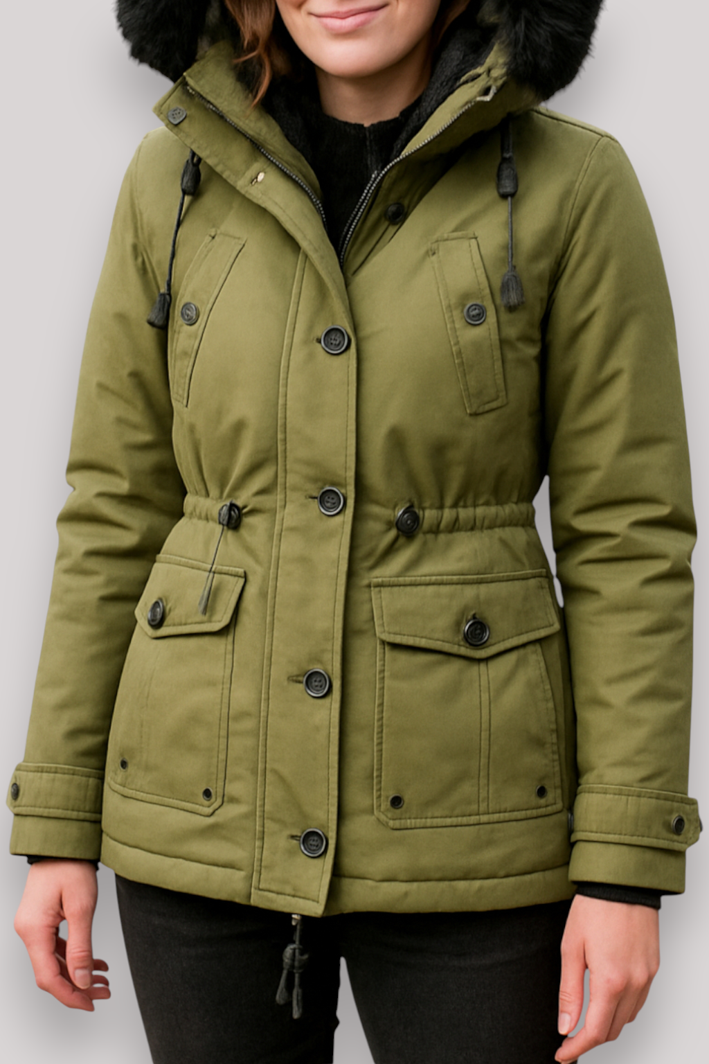 The Linton Thick Hooded Windproof Parka Jacket Single Breasted Winter Coat