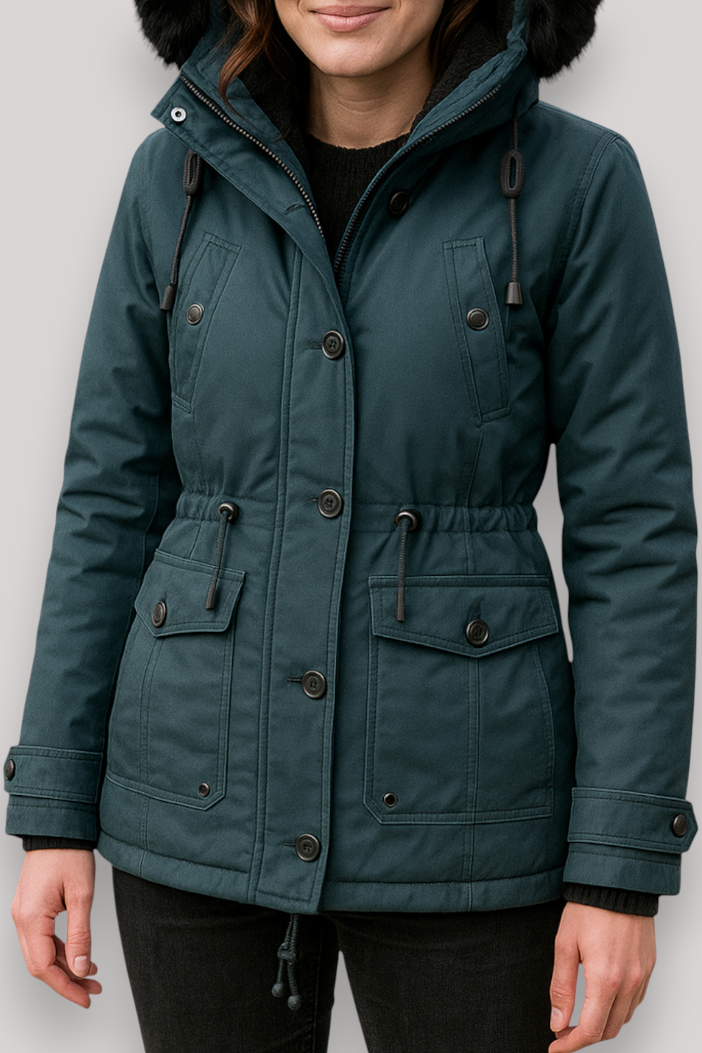 The Linton Thick Hooded Windproof Parka Jacket Single Breasted Winter Coat