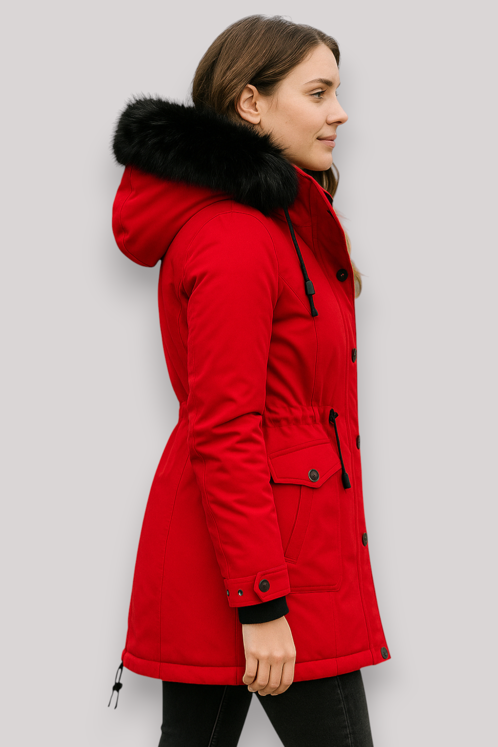 The Linton Thick Hooded Windproof Parka Jacket Single Breasted Winter Coat