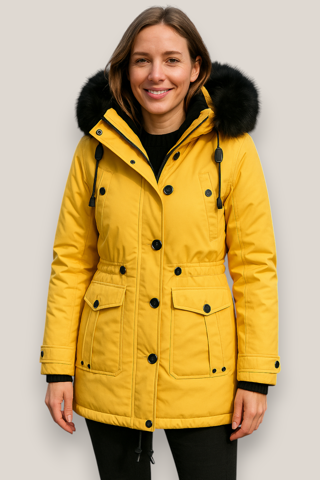 The Linton Thick Hooded Windproof Parka Jacket Single Breasted Winter Coat