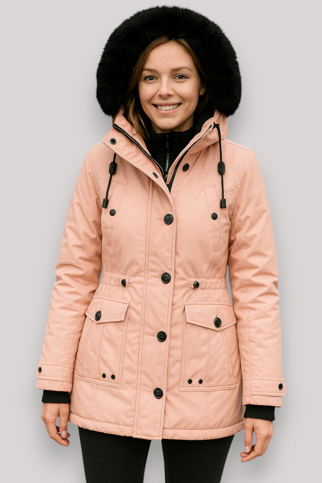 The Linton Thick Hooded Windproof Parka Jacket Single Breasted Winter Coat