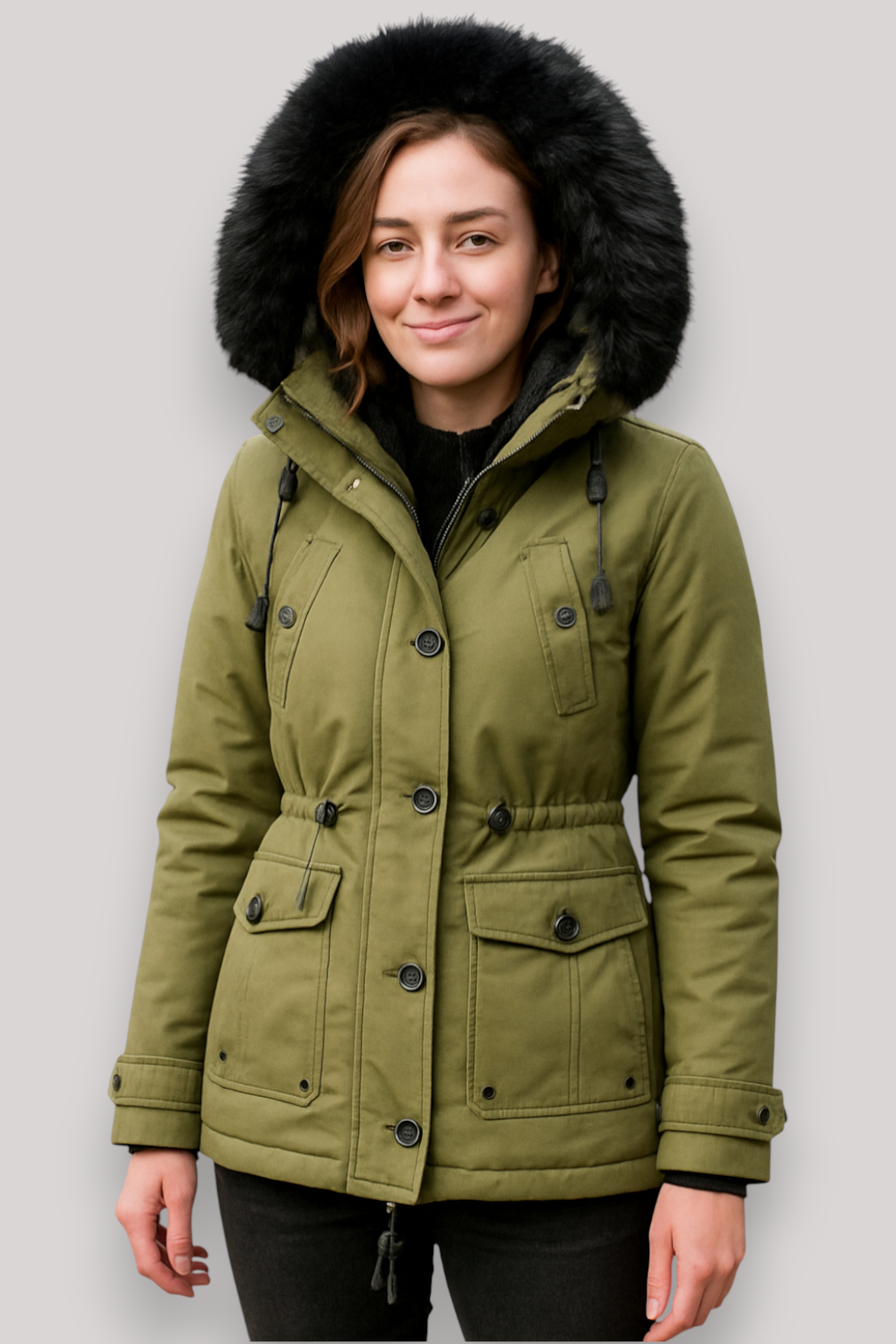 The Linton Thick Hooded Windproof Parka Jacket Single Breasted Winter Coat
