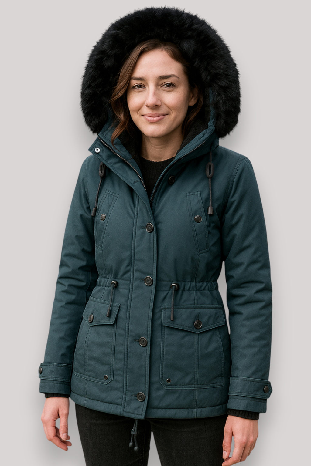 The Linton Thick Hooded Windproof Parka Jacket Single Breasted Winter Coat