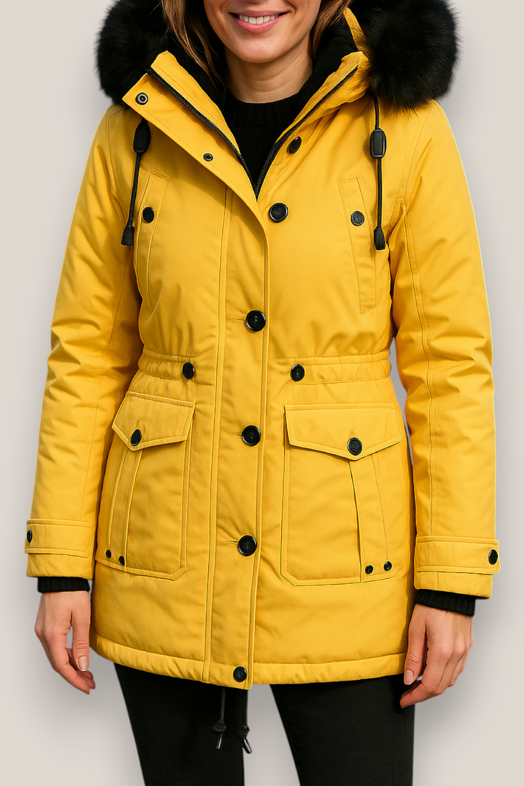 The Linton Thick Hooded Windproof Parka Jacket Single Breasted Winter Coat