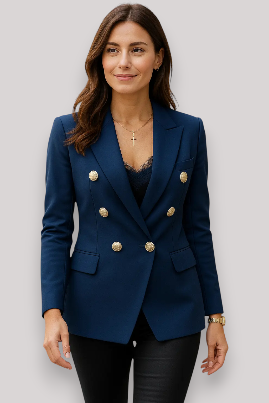 The Liora Business Blazer Double Breasted Long Sleeve Jacket