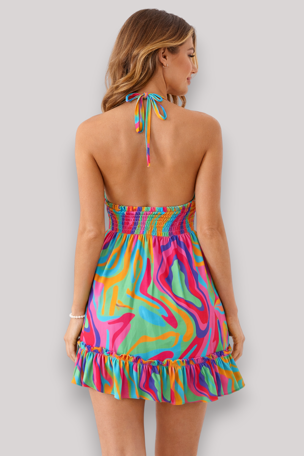 The Lucy Women's Abstract Halter Mini Dress