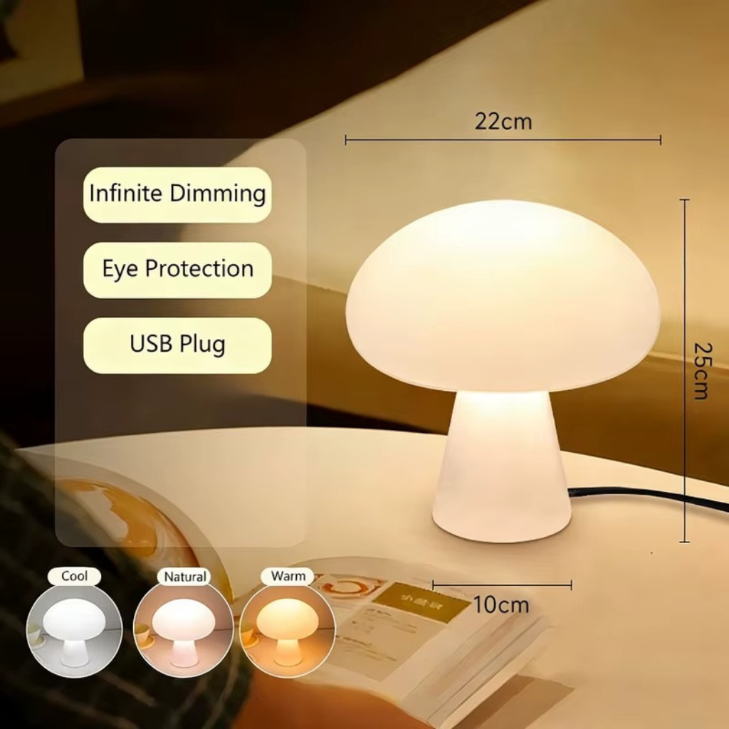 The Lumimora LED Mushroom Touch Lamp