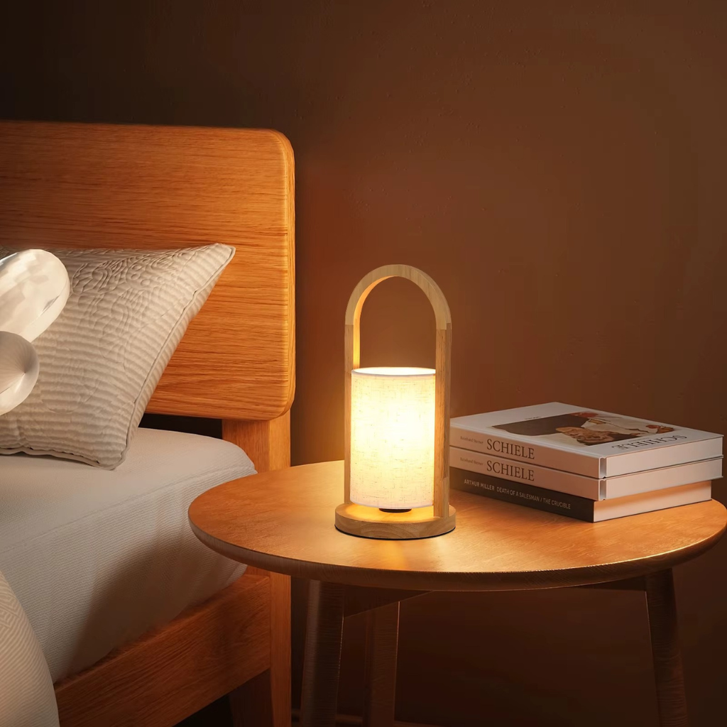 The Lumwood Wooden Bedside Shade Lamp