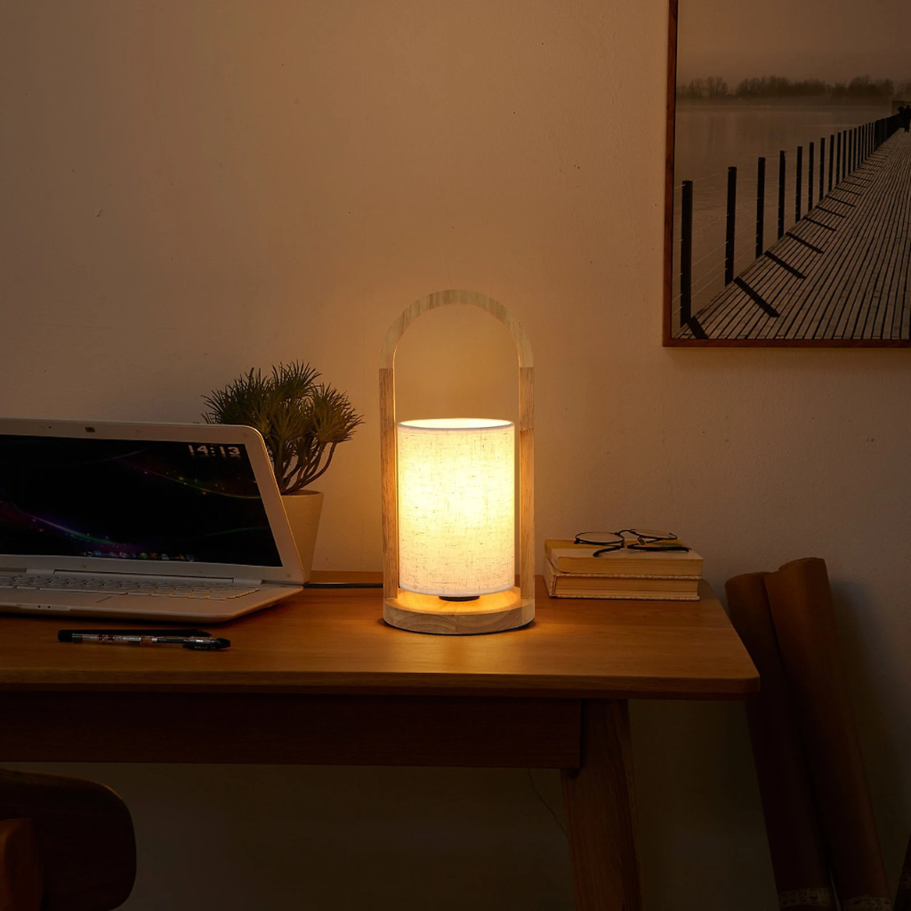 The Lumwood Wooden Bedside Shade Lamp