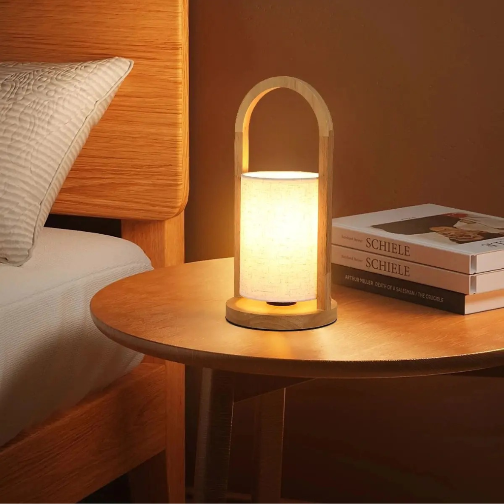 The Lumwood Wooden Bedside Shade Lamp