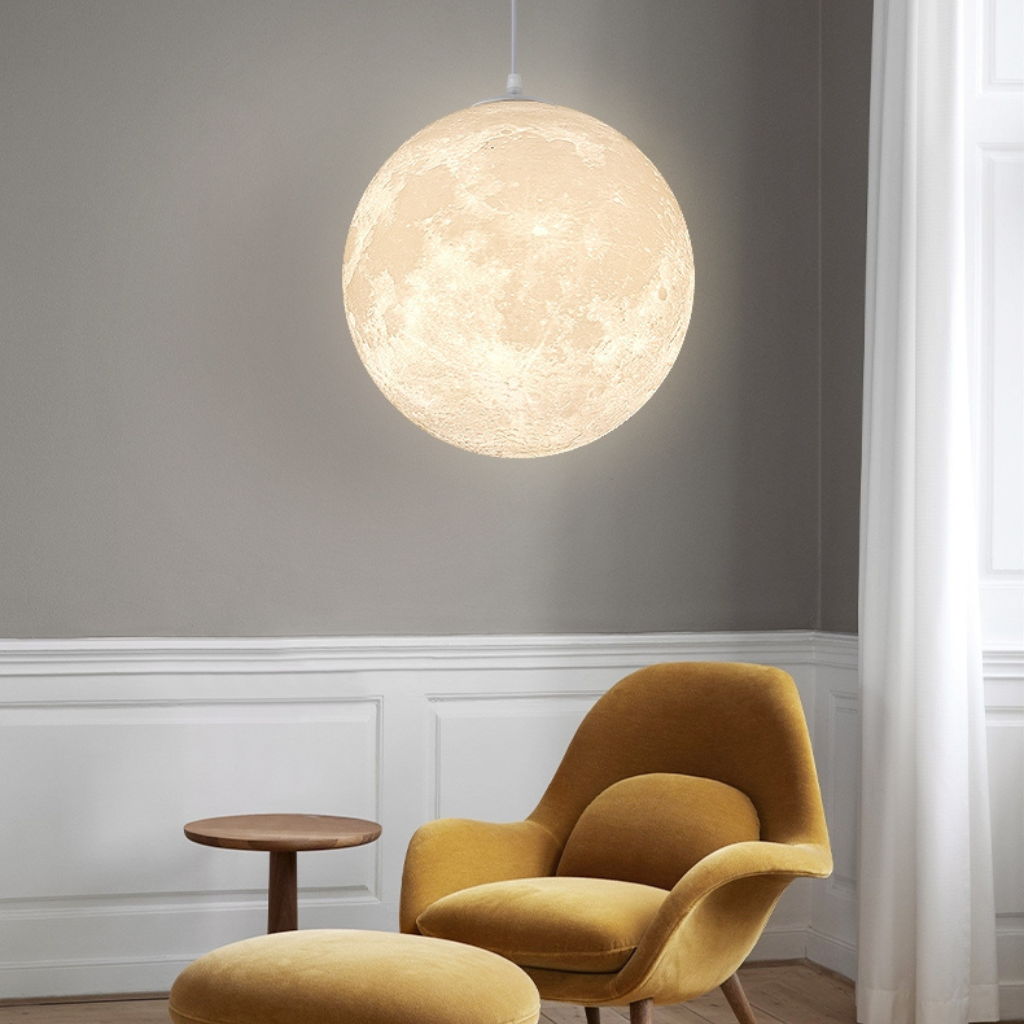 The Lunelle Nordic 3D Printed Moon Pendant Light