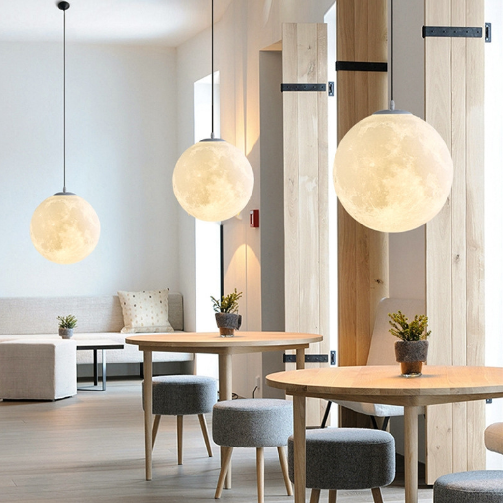 The Lunelle Nordic 3D Printed Moon Pendant Light