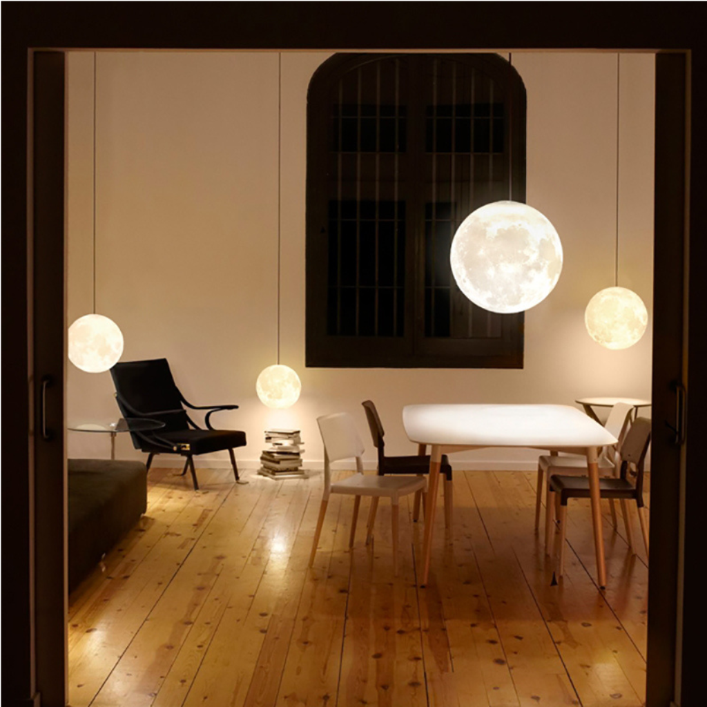 The Lunelle Nordic 3D Printed Moon Pendant Light