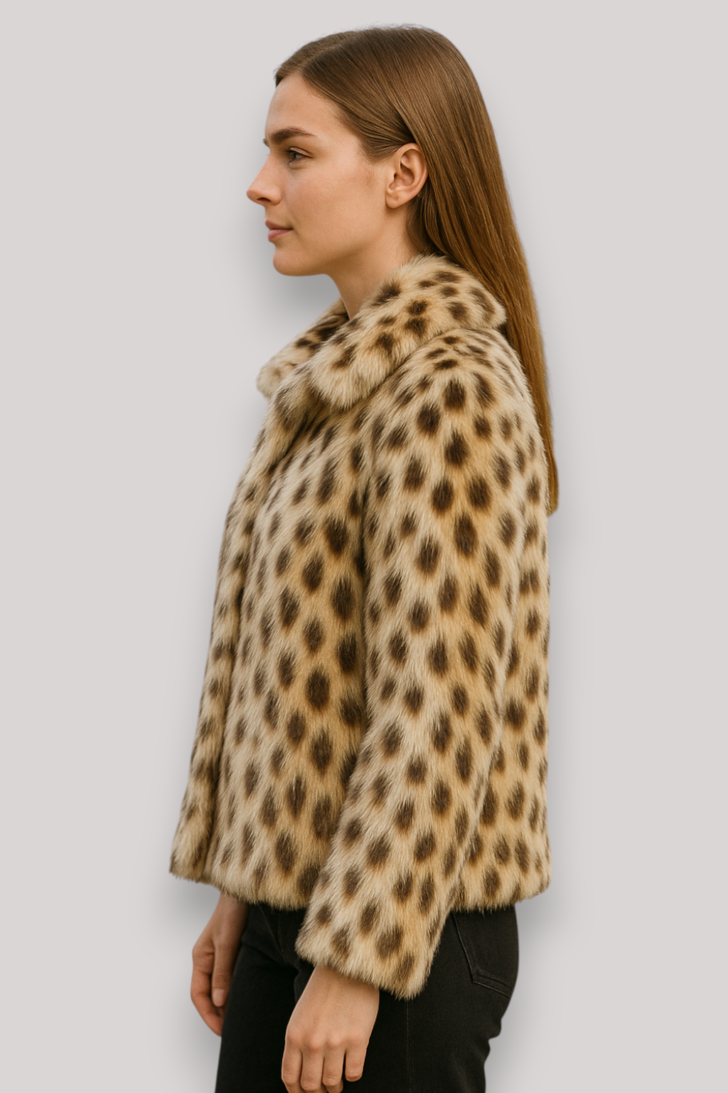 The Margot Leopard Print Winter Coat Long Sleeve Lapel Jacket