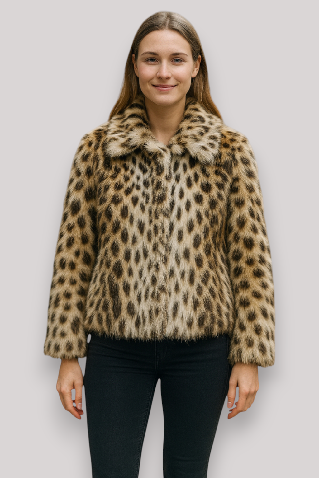 The Margot Leopard Print Winter Coat Long Sleeve Lapel Jacket