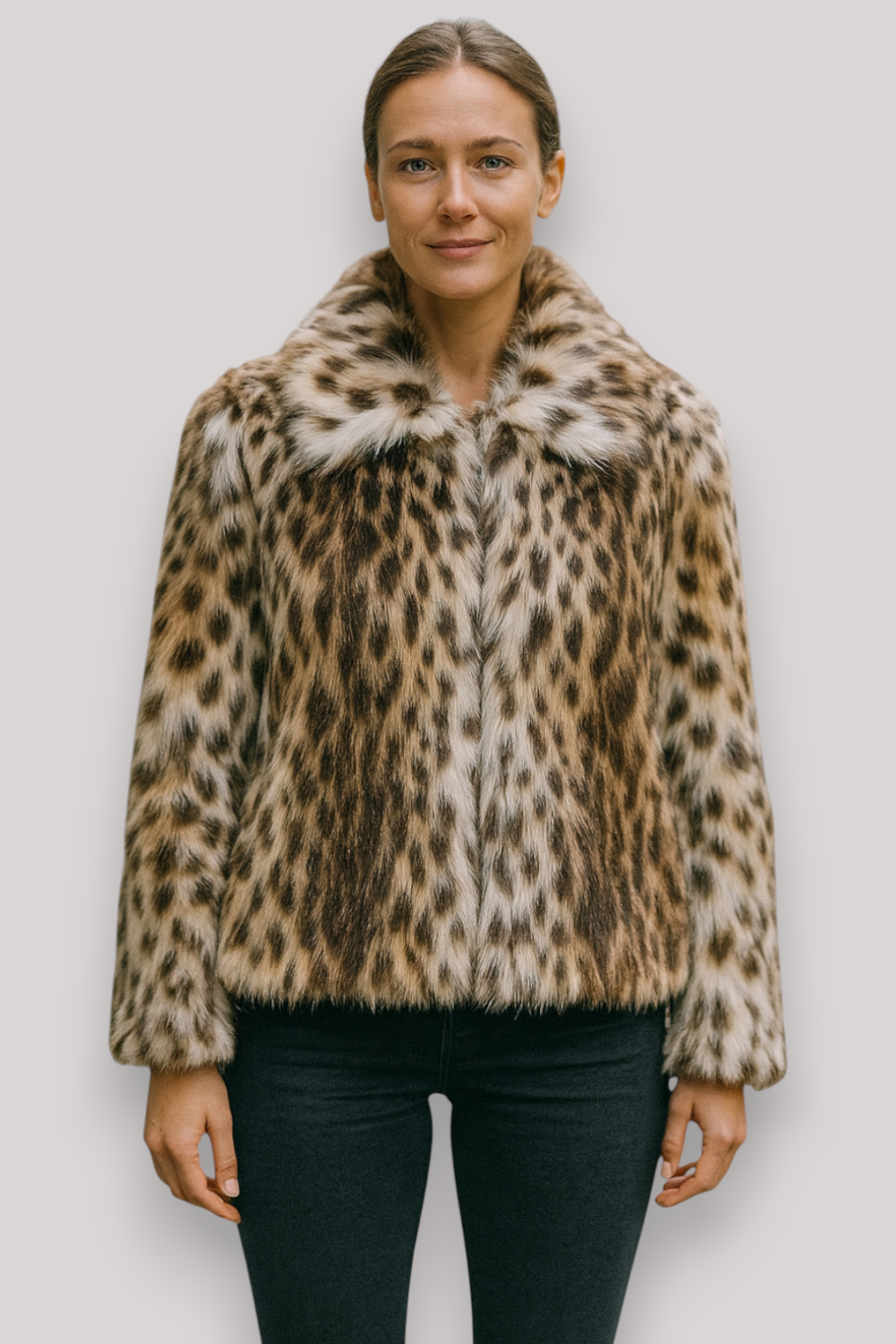 The Margot Leopard Print Winter Coat Long Sleeve Lapel Jacket
