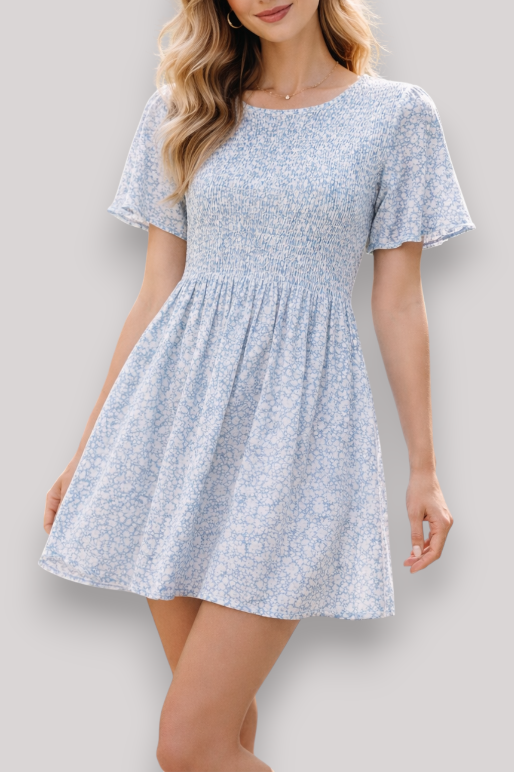 The Marina Women's Floral Short Sleeve Mini Sun Dress