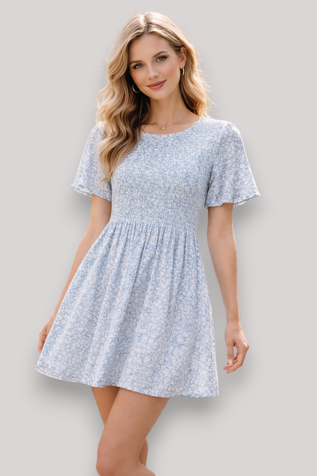 The Marina Women's Floral Short Sleeve Mini Sun Dress