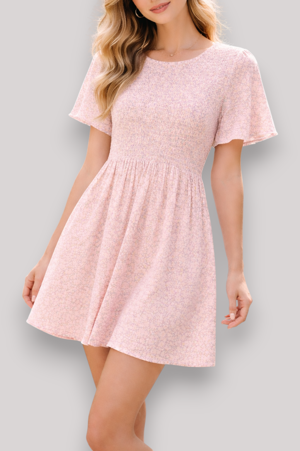 The Marina Women's Floral Short Sleeve Mini Sun Dress