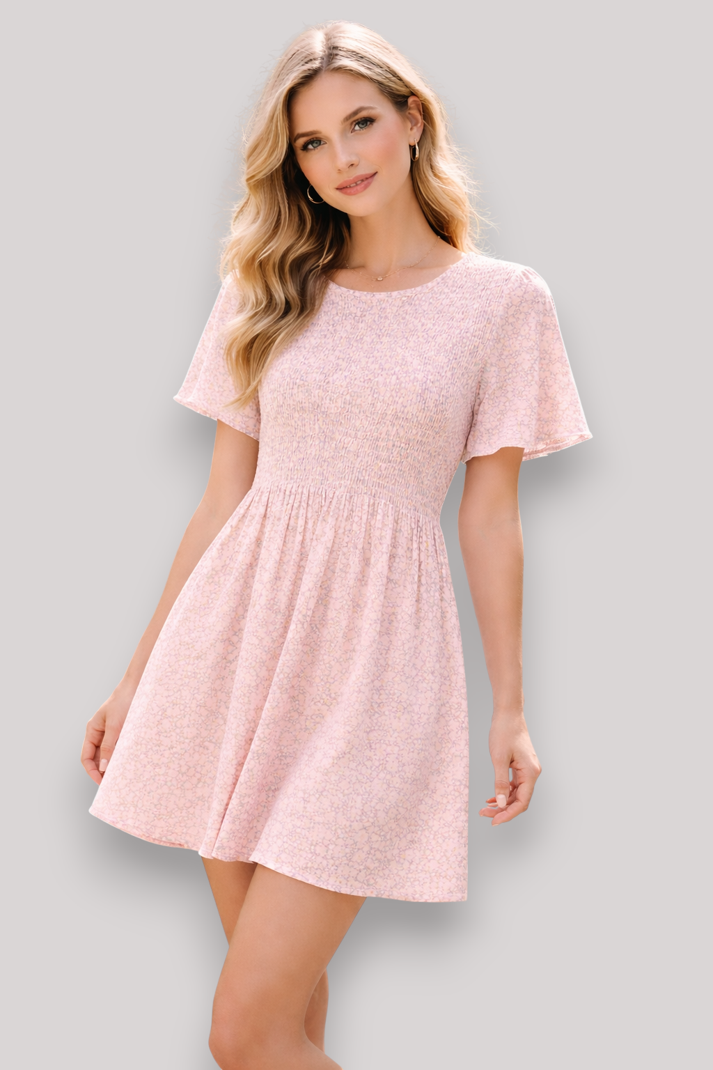 The Marina Women's Floral Short Sleeve Mini Sun Dress