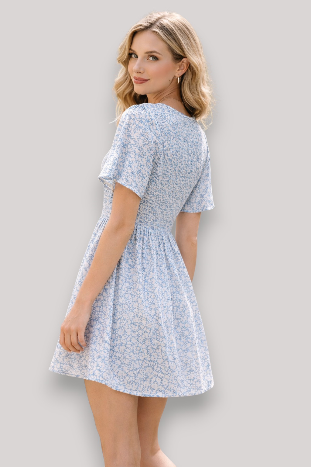 The Marina Women's Floral Short Sleeve Mini Sun Dress