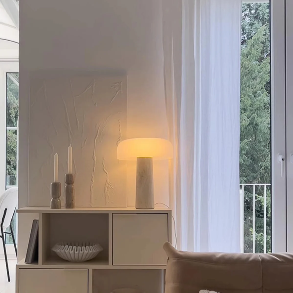 The Marvelle Nordic Marble Mushroom LED Table Lamp