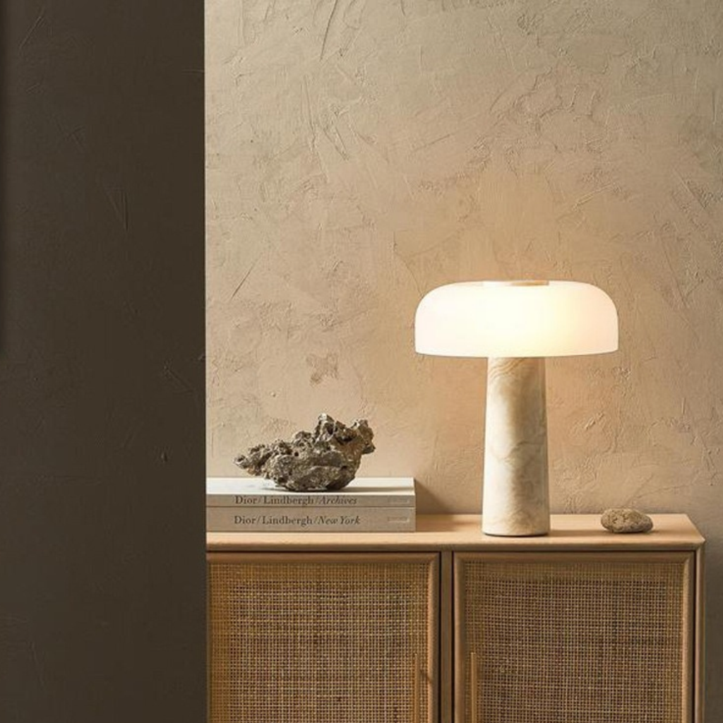 The Marvelle Nordic Marble Mushroom LED Table Lamp