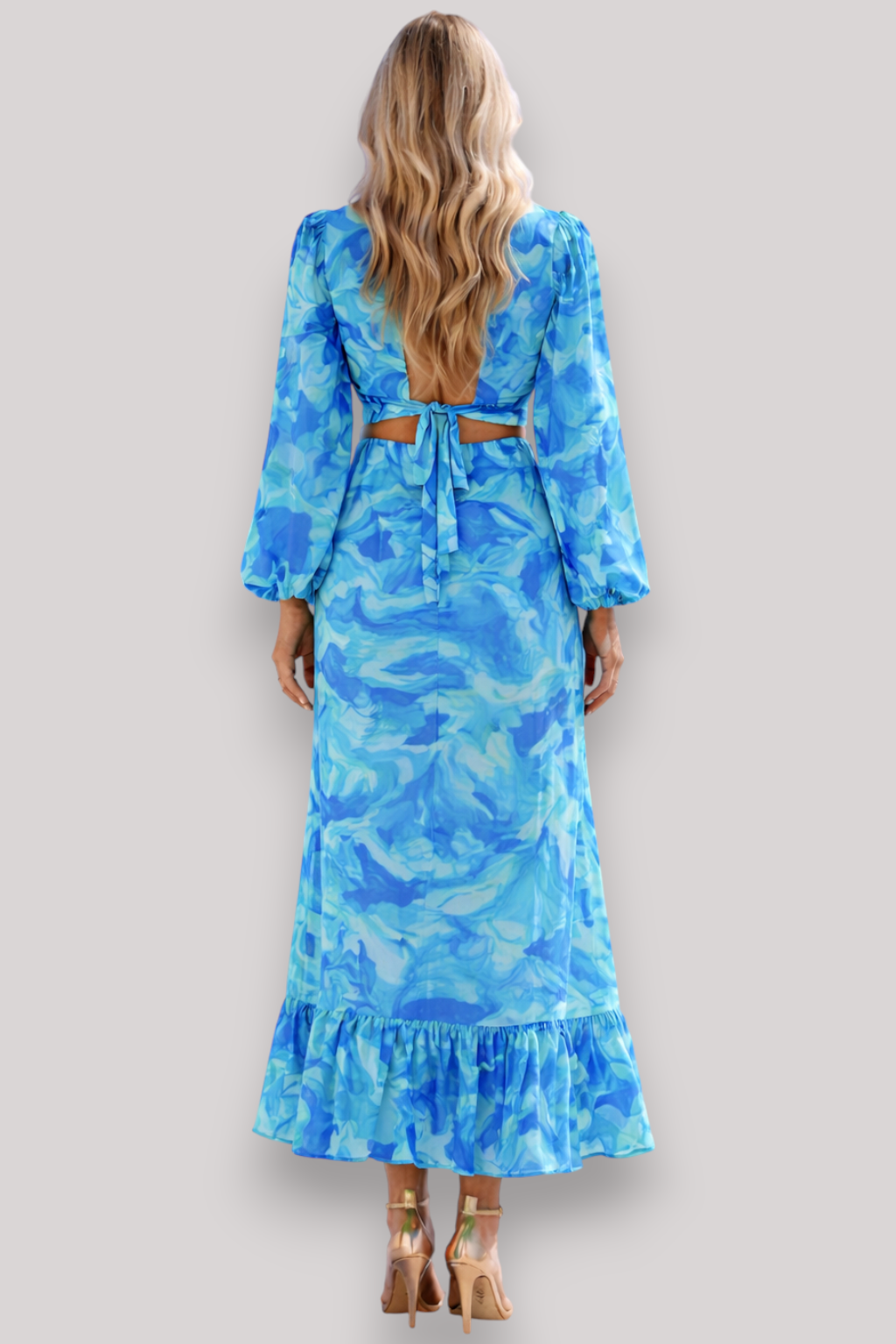 The Matilda Bohemian V Neck Long Sleeve Dress High Waist Slim Fit Casual Style