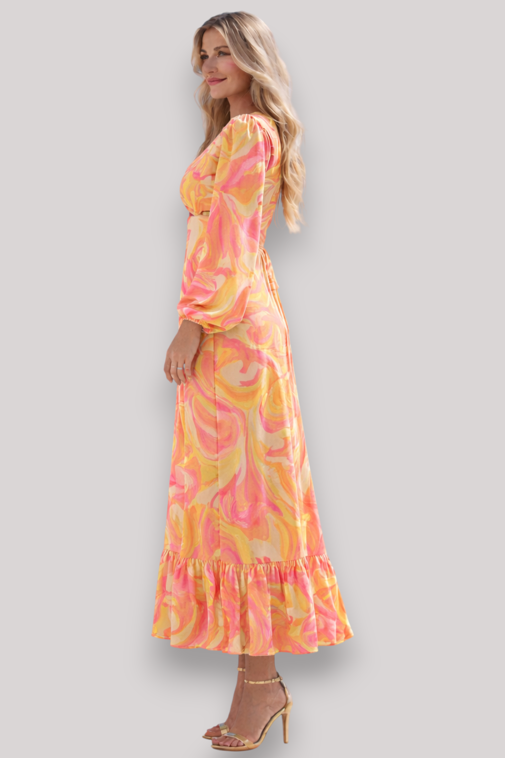 The Matilda Bohemian V Neck Long Sleeve Dress High Waist Slim Fit Casual Style