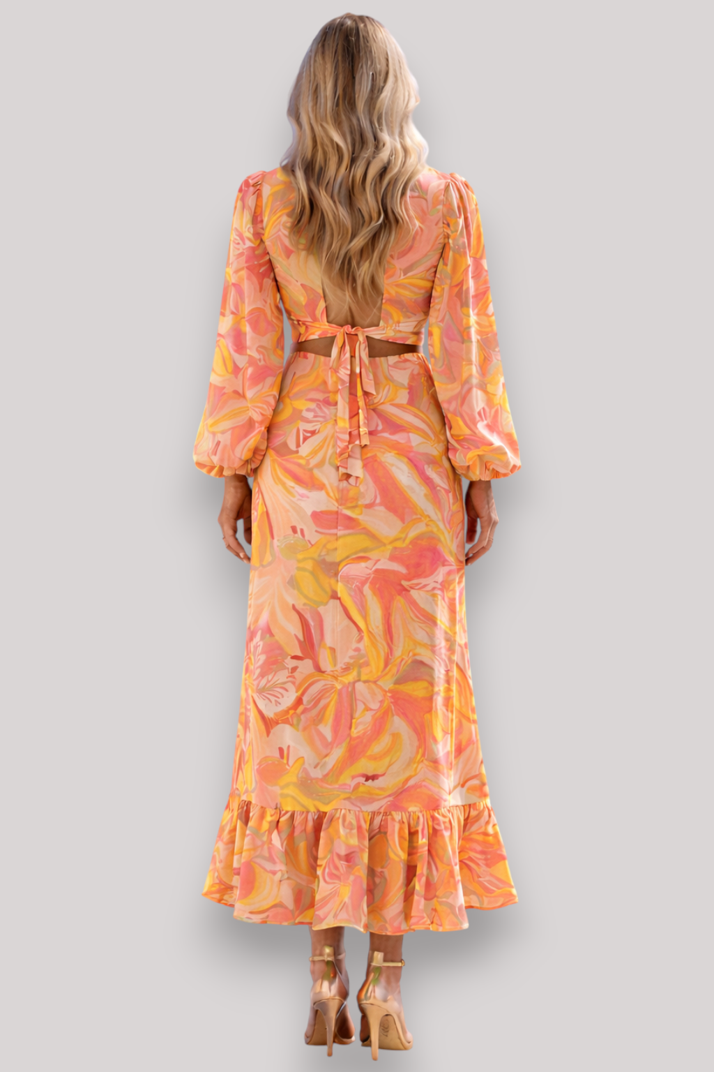 The Matilda Bohemian V Neck Long Sleeve Dress High Waist Slim Fit Casual Style