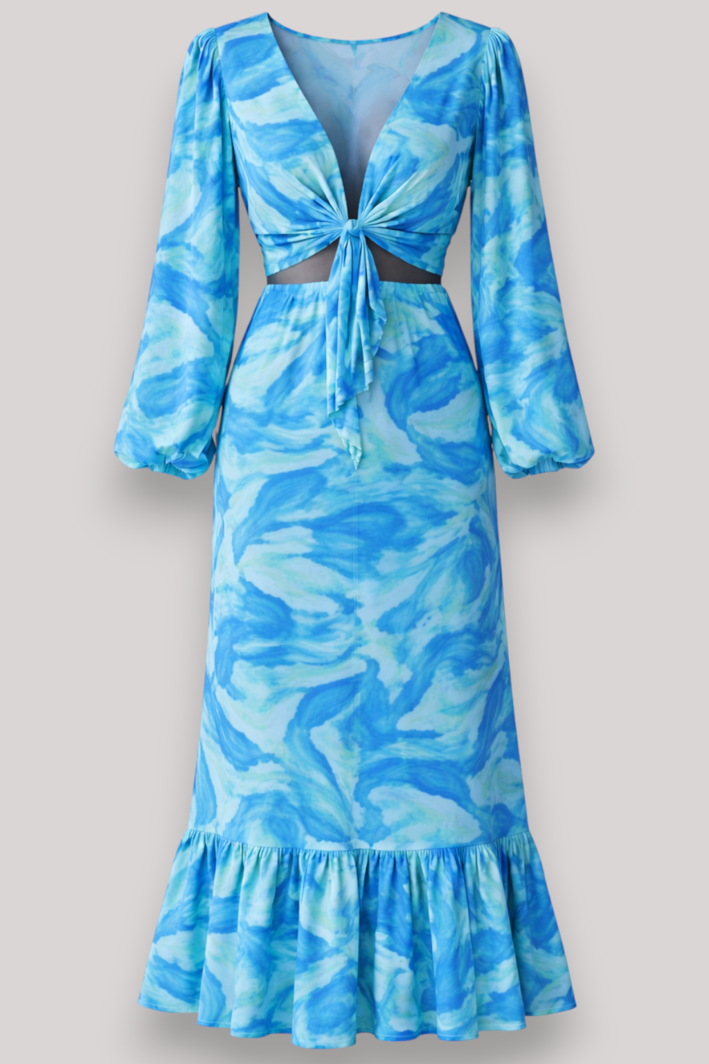 The Matilda Bohemian V Neck Long Sleeve Dress High Waist Slim Fit Casual Style
