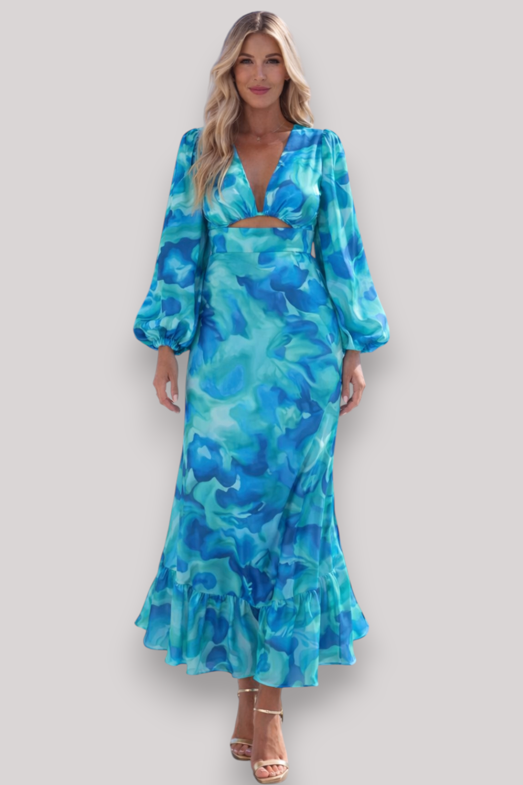 The Matilda Bohemian V Neck Long Sleeve Dress High Waist Slim Fit Casual Style
